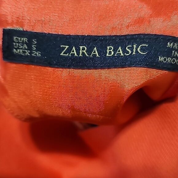 Zara Women's Orange Sleeveless Open Back Fit and Flare Sleeveless Dress Sz Small - Picture 7 of 8